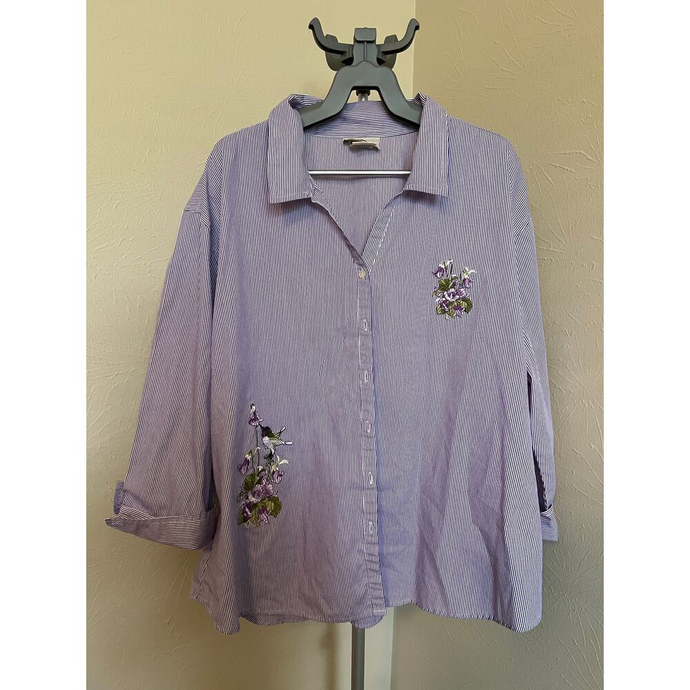Las Olas Embroidered Top Size 1X